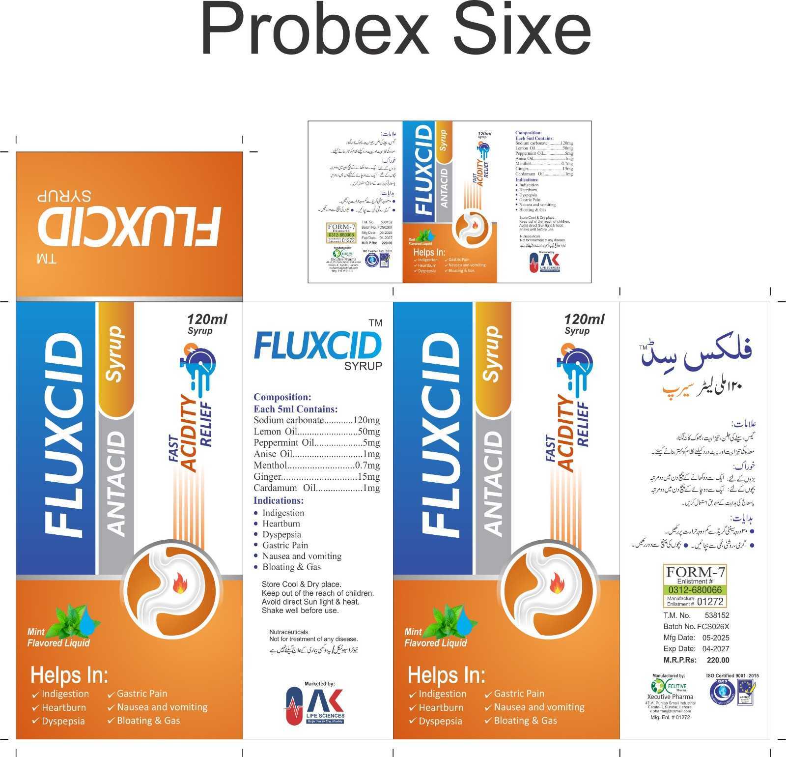 FLUXCID Antacid Syrup – Relief from Indigestion, Heartburn & Gas – 120ml